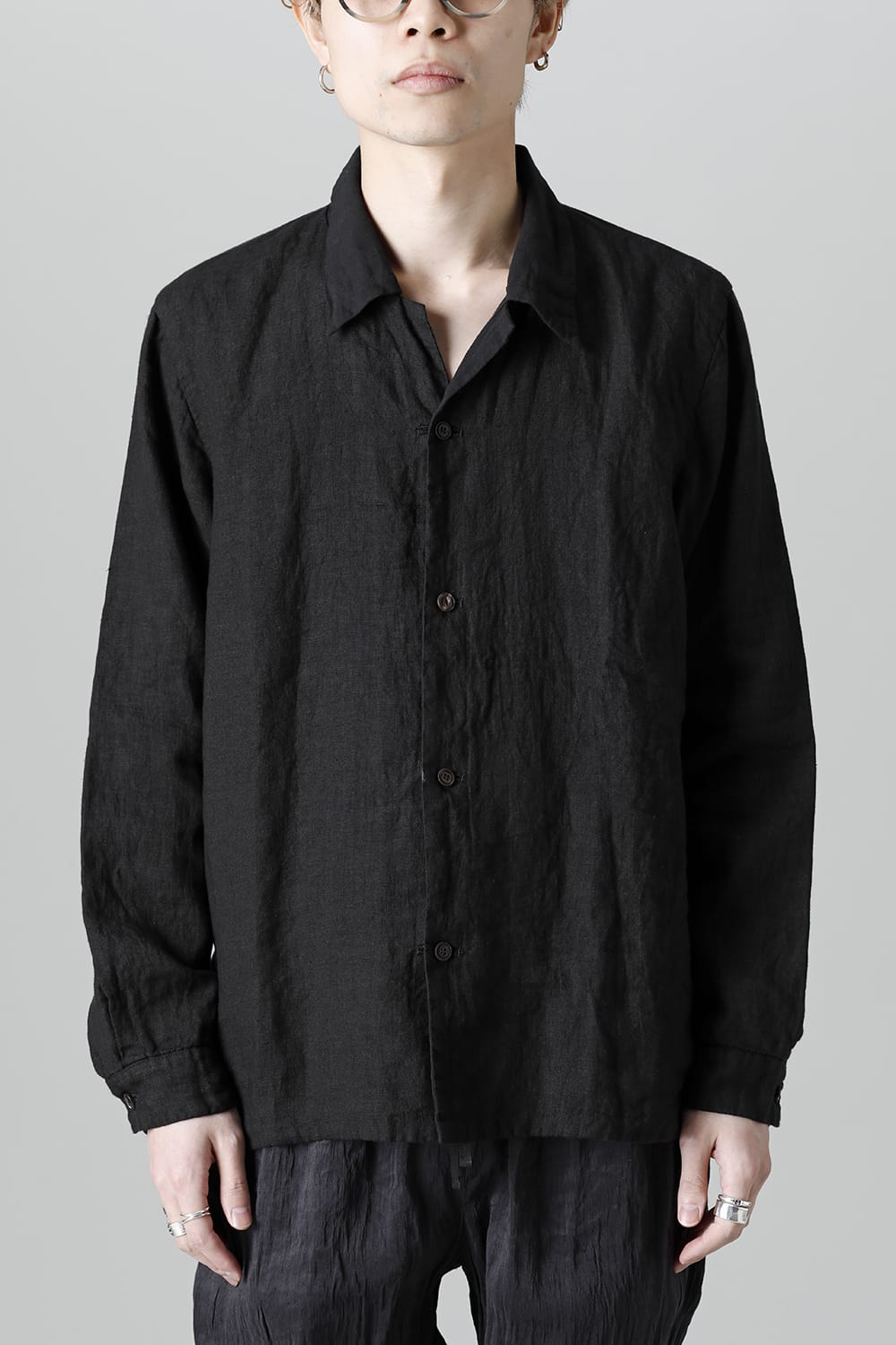 Open Collar Reversible Shirt Black/Black