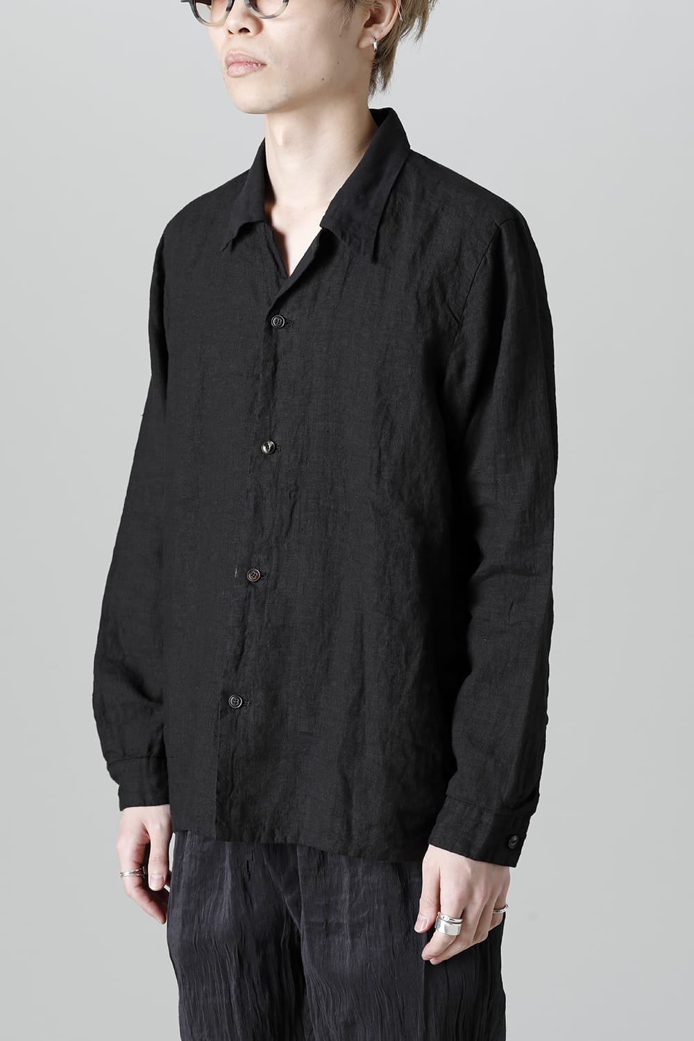 Open Collar Reversible Shirt Black/Black
