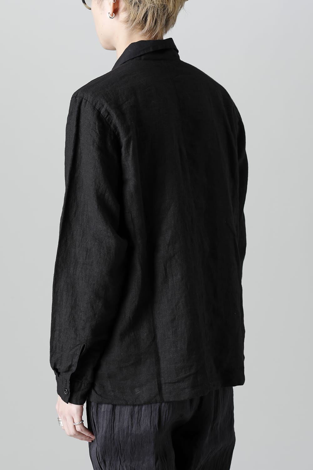 Open Collar Reversible Shirt Black/Black