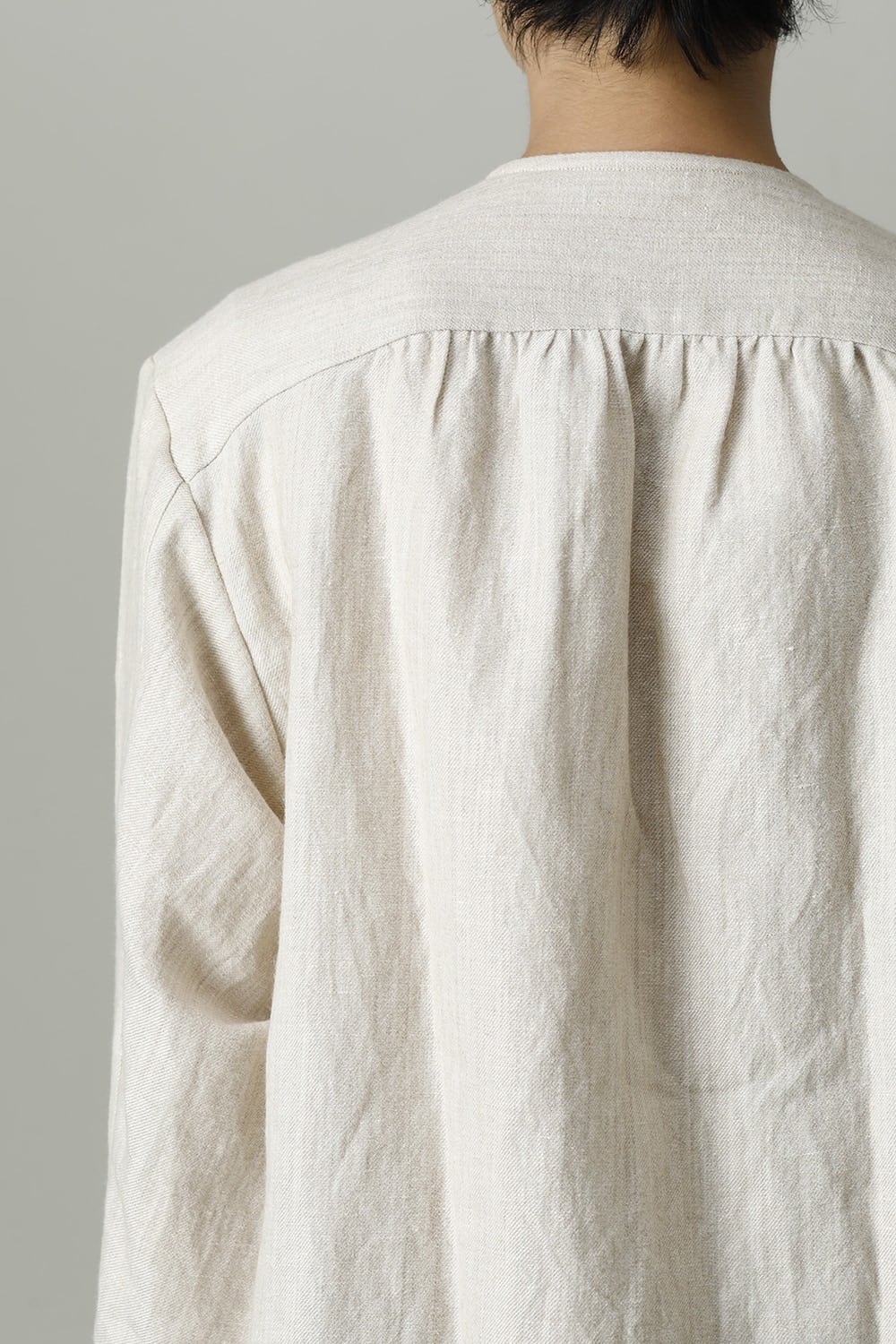 Open Collar Shirt Wool Linen Ecru