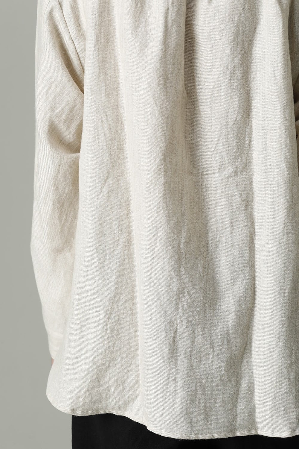 Open Collar Shirt Wool Linen Ecru