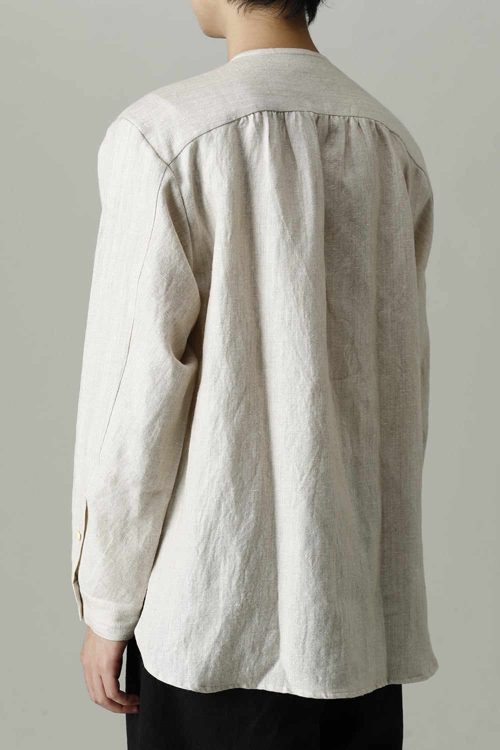 Open Collar Shirt Wool Linen Ecru
