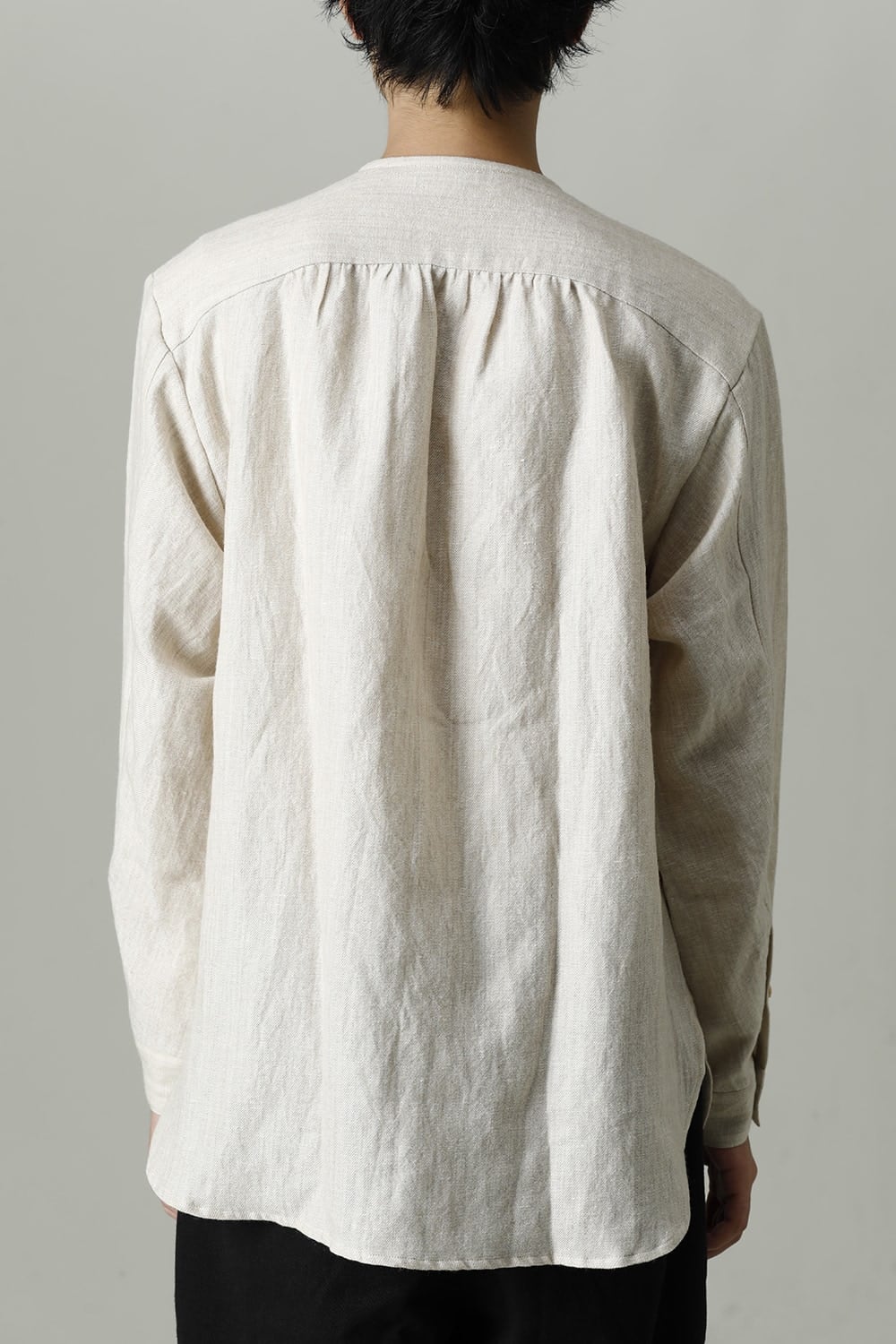Open Collar Shirt Wool Linen Ecru