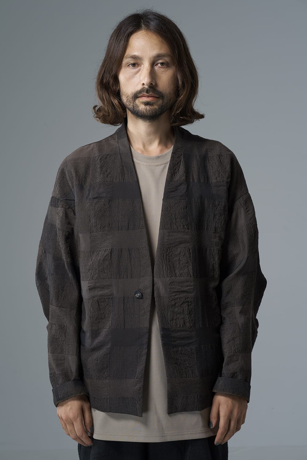 Jacket block check jacquard  Gray