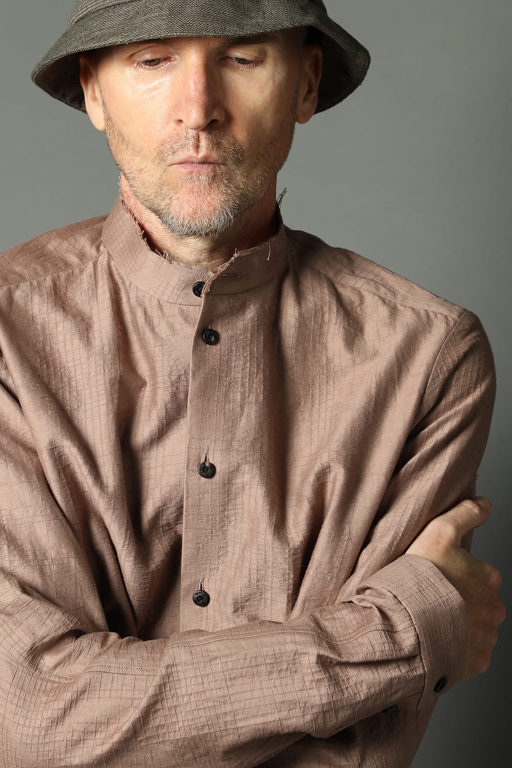 Shirt cotton / nylon Shadow jacquard  Pink Gray