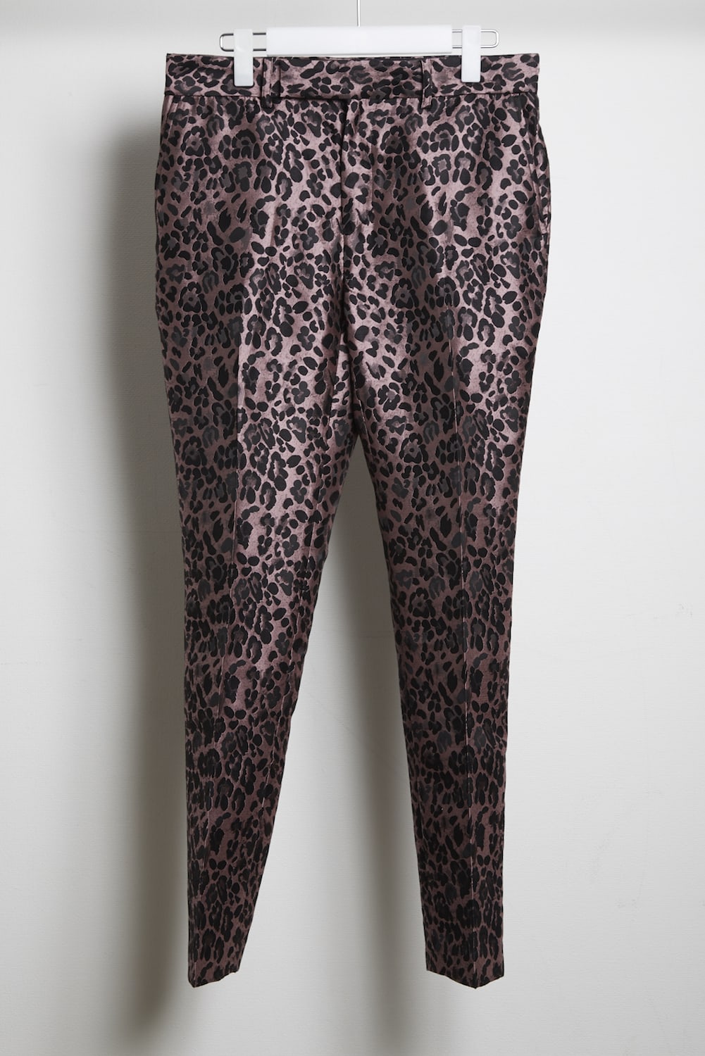 Leopard jacquard slacks Pink × Black