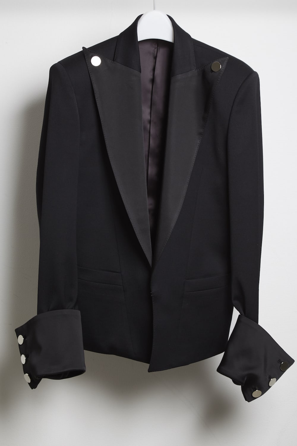 Tuxedo cross stretch spencer jacket Black × Black