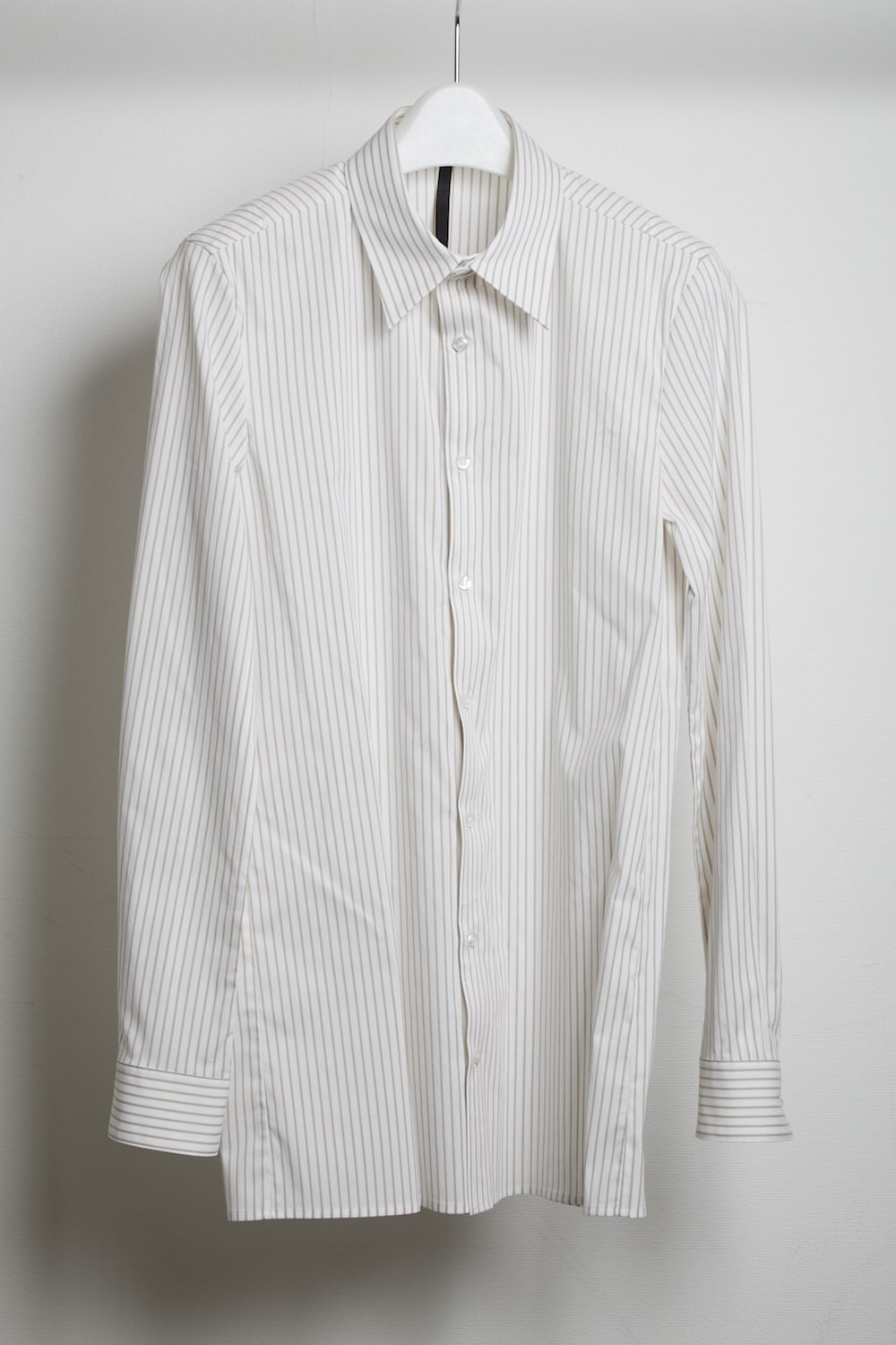 C/Ny Stretch stripe shirt White × Beige