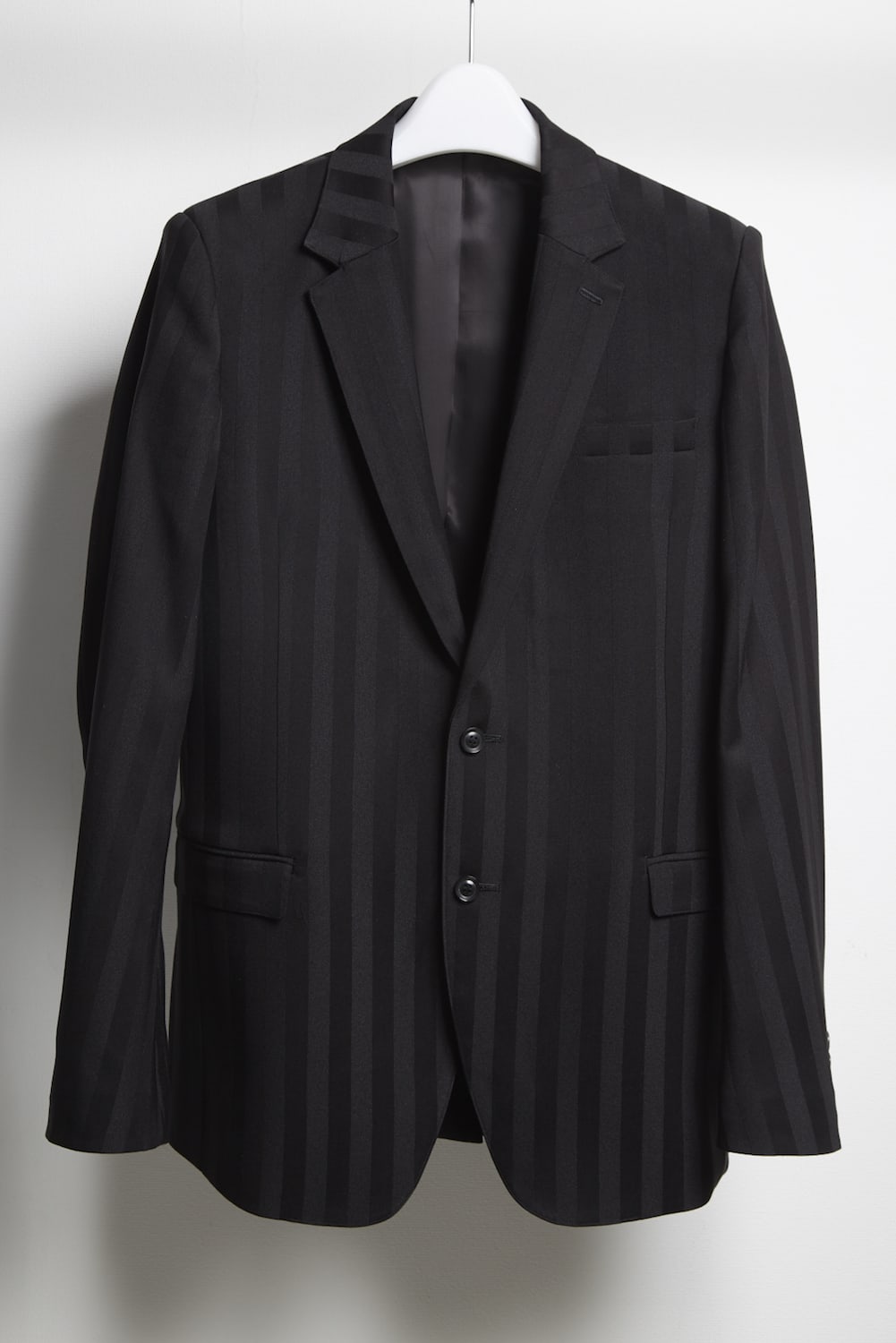 Jacquard stripe stretch 2B jacket Black × Black