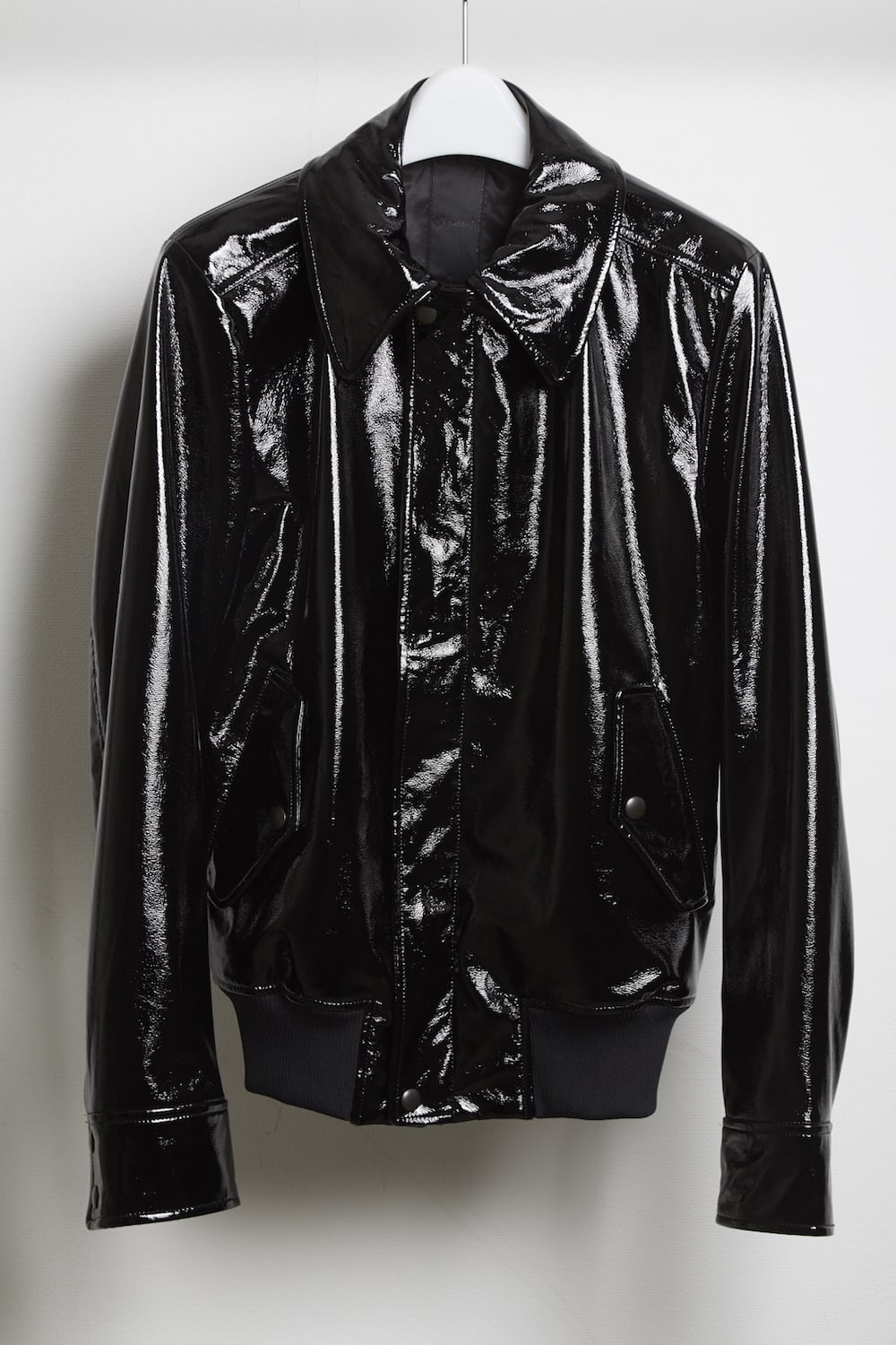Patent faux leather blouson Black