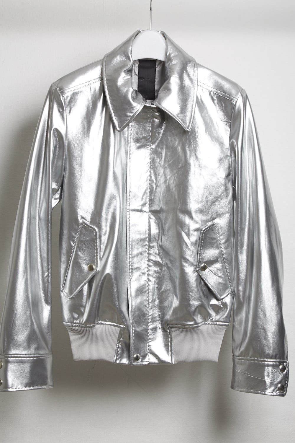 Patent faux leather blouson Silver