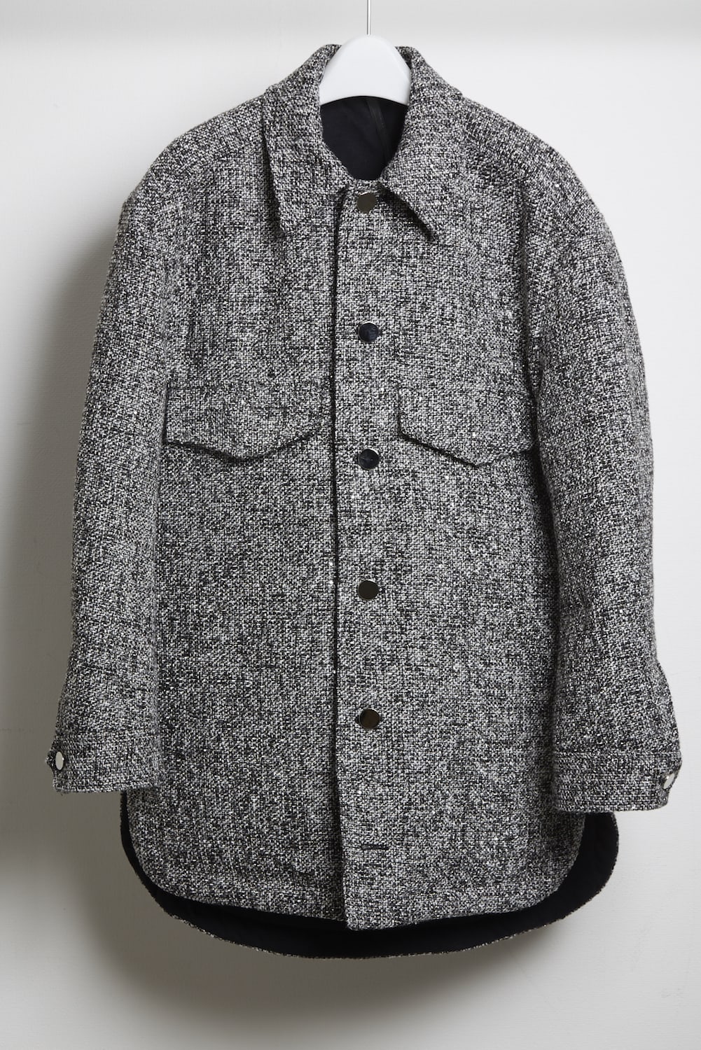 Melange metallic tweed outer shirt