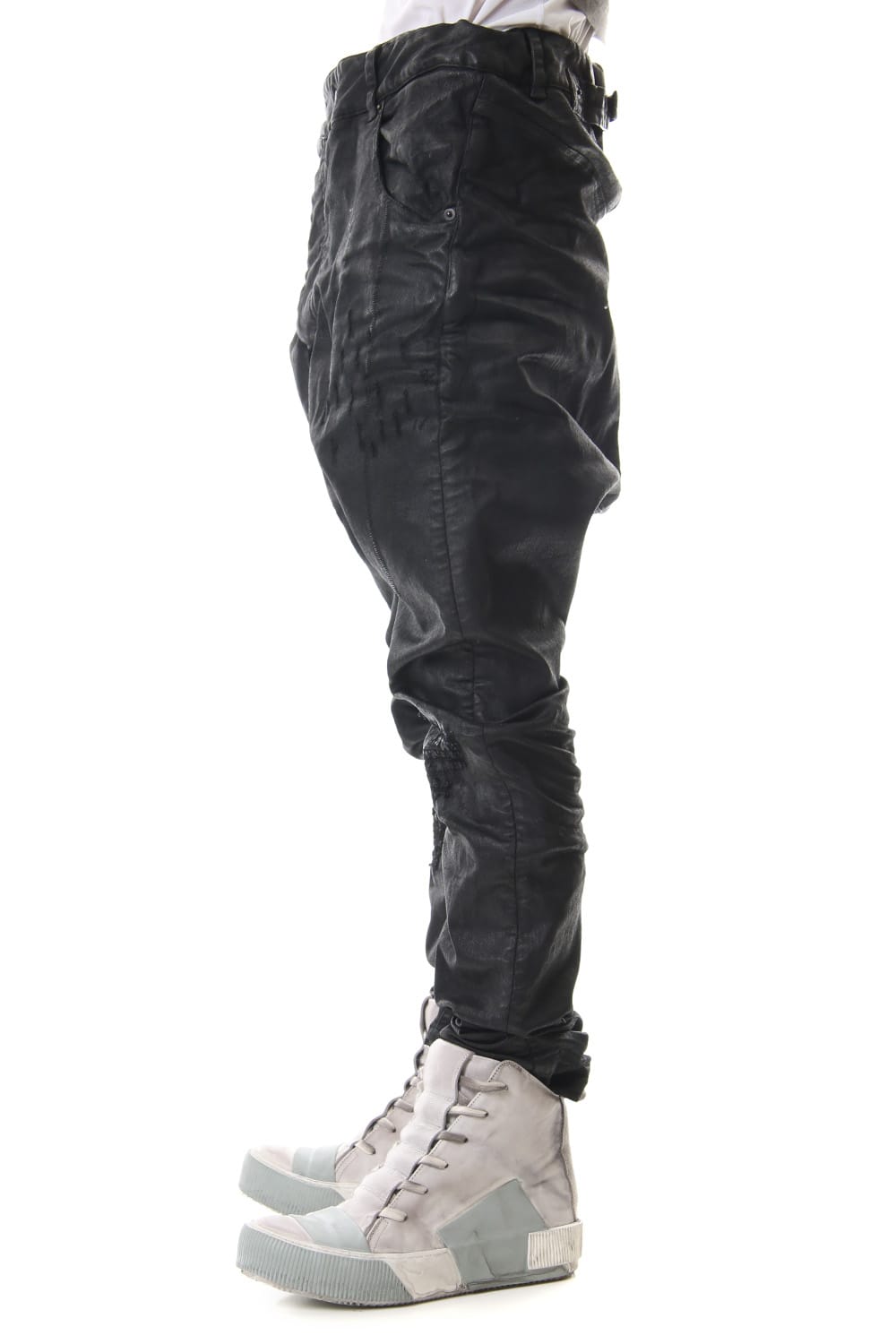 Waxed Coating Damaged processing Baggy Pants