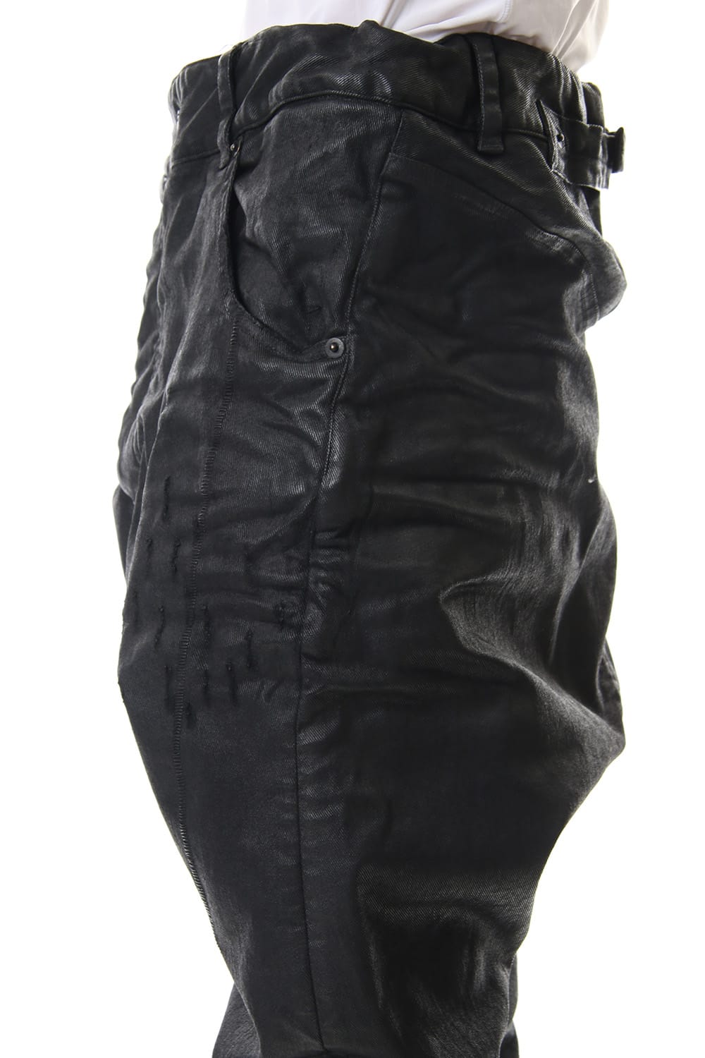 Waxed Coating Damaged processing Baggy Pants