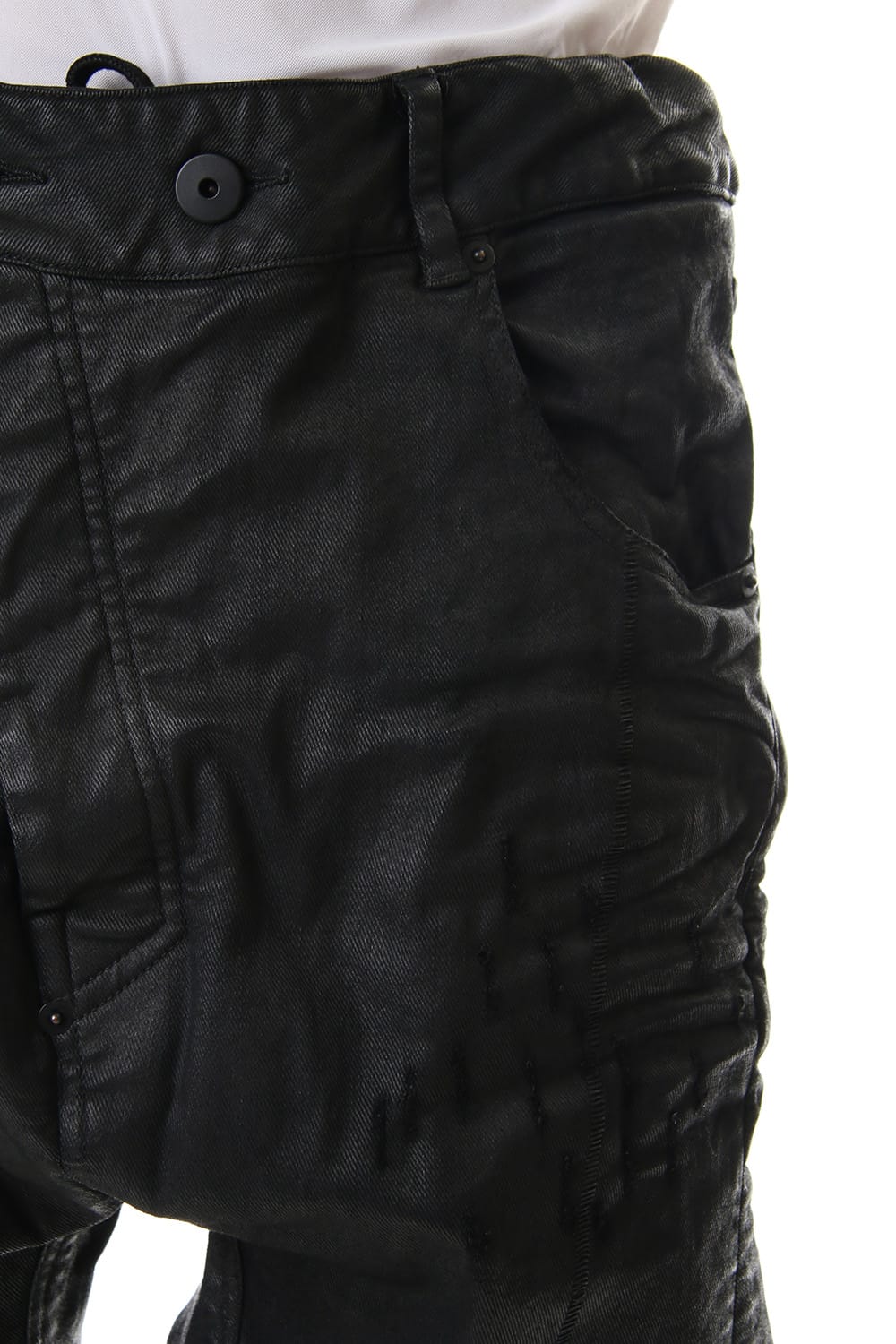 Waxed Coating Damaged processing Baggy Pants