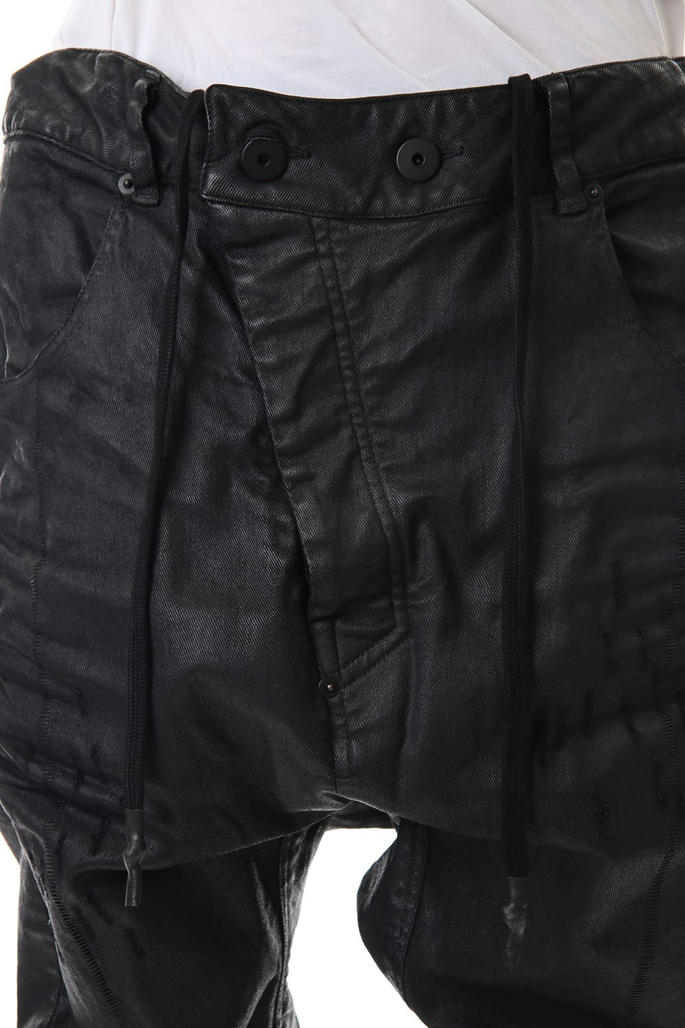 Waxed Coating Damaged processing Baggy Pants