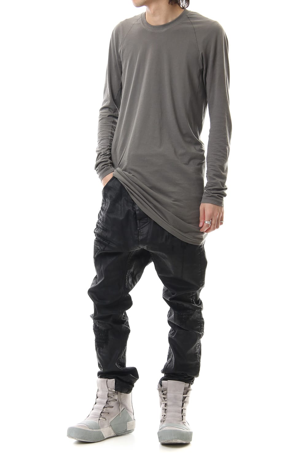 Waxed Coating Damaged processing Baggy Pants