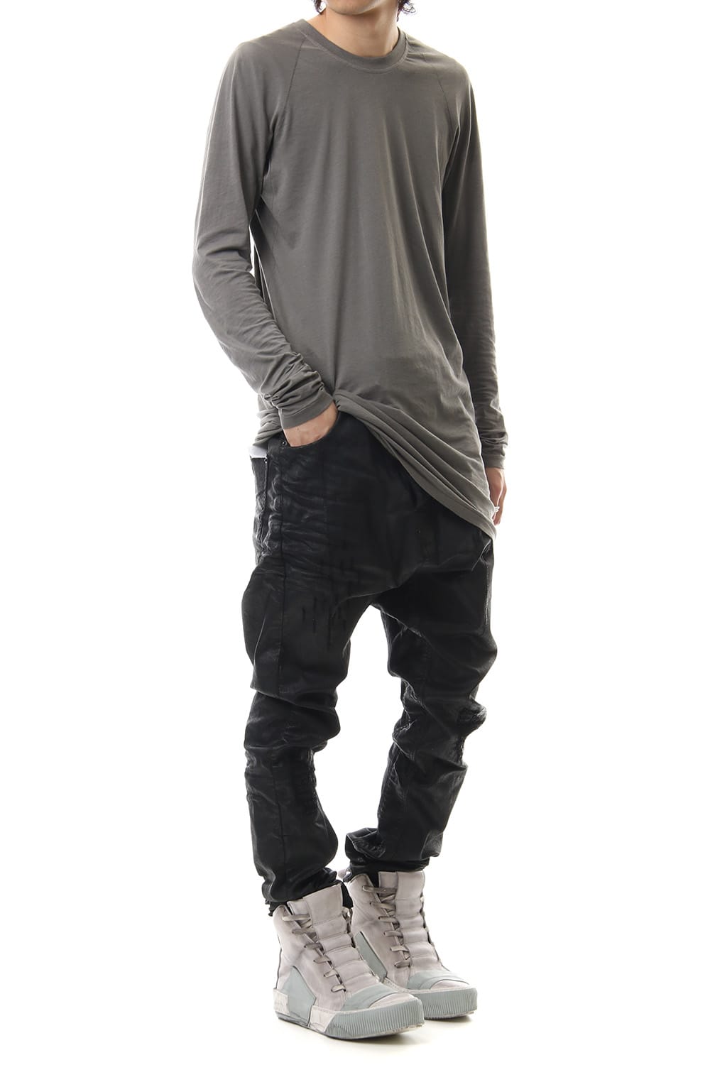 Waxed Coating Damaged processing Baggy Pants