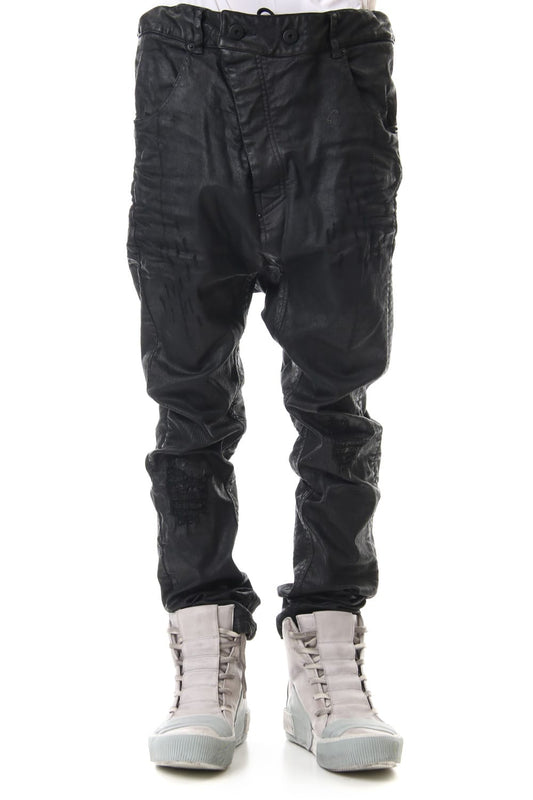 Waxed Coating Damaged processing Baggy Pants