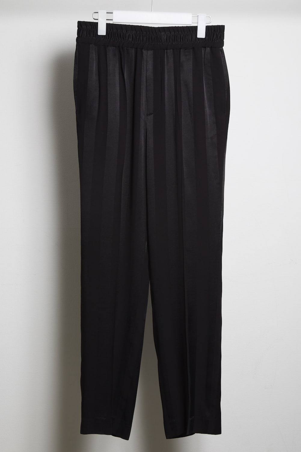 Wide stripe jacquard easy pants Black