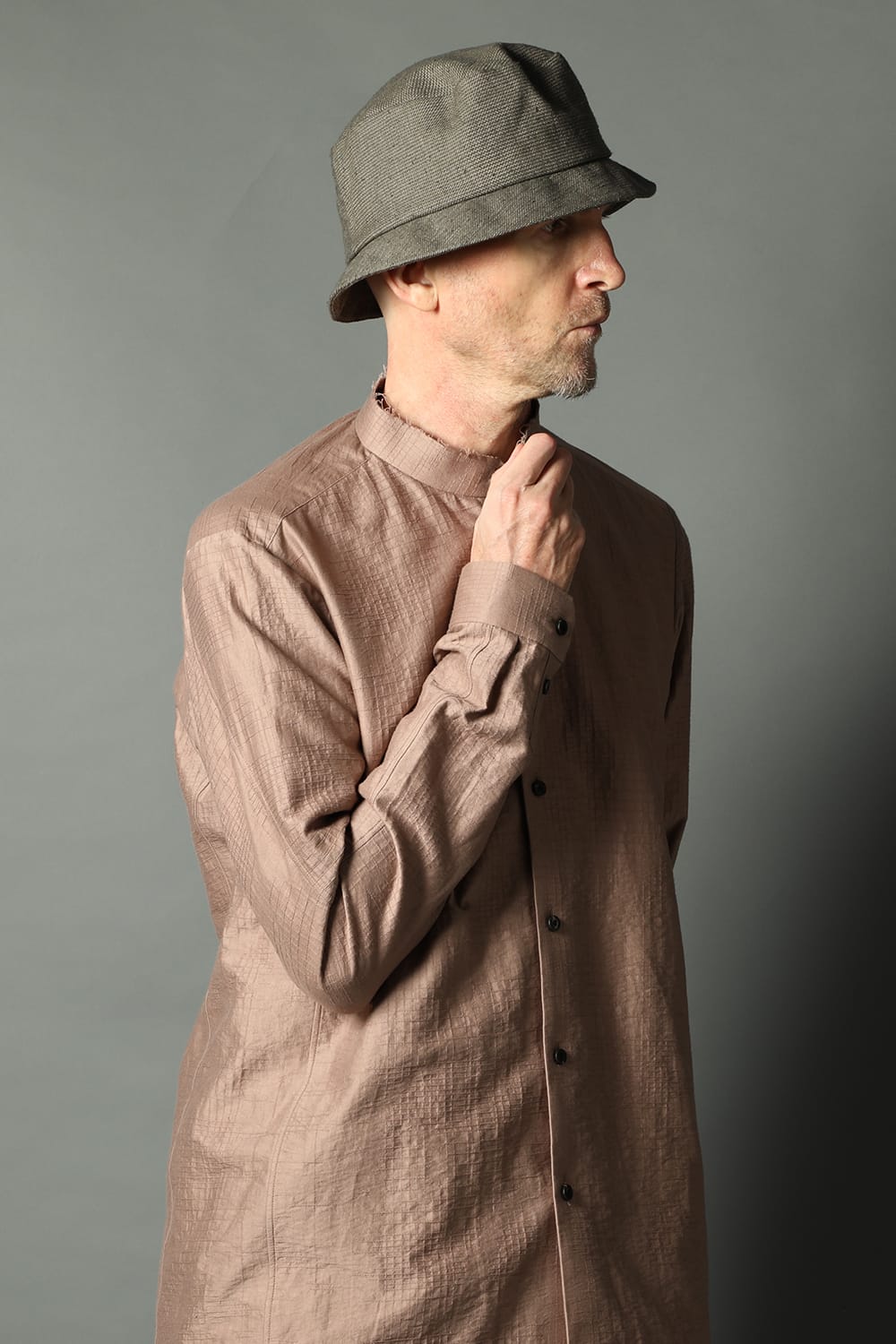 Shirt cotton / nylon Shadow jacquard  Pink Gray