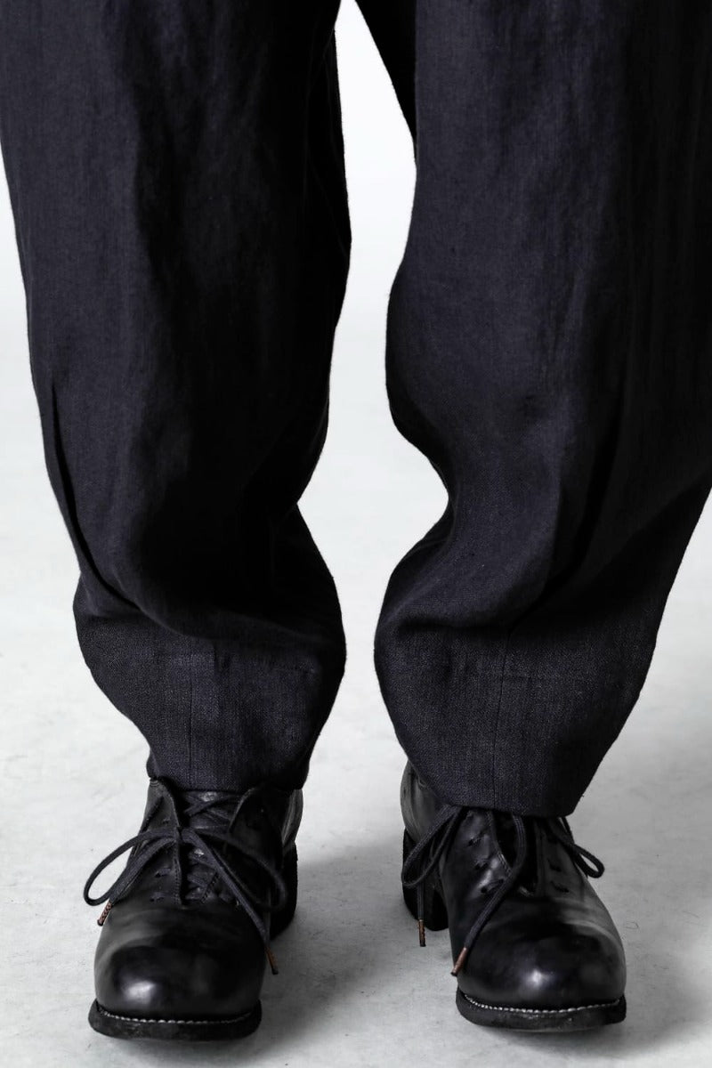 リネンヘリンボーンハイウエストワイドパンツ ブラック