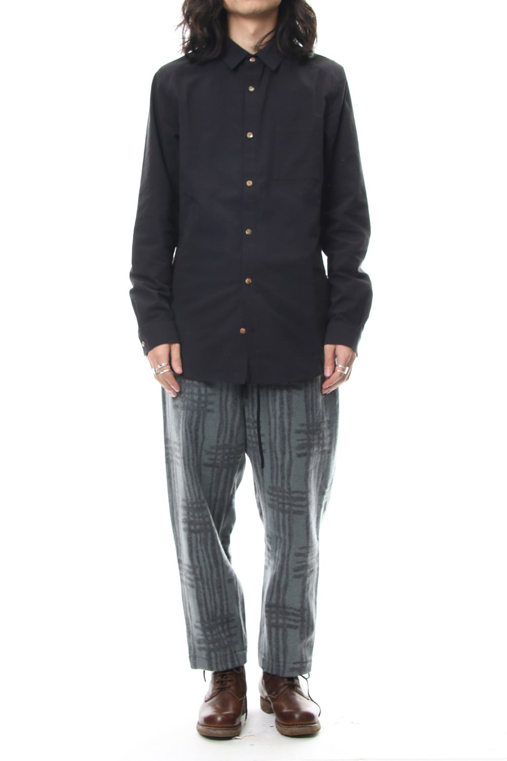 Pants PA89 Grid Pattern Jaquard Wool Beaver Finished