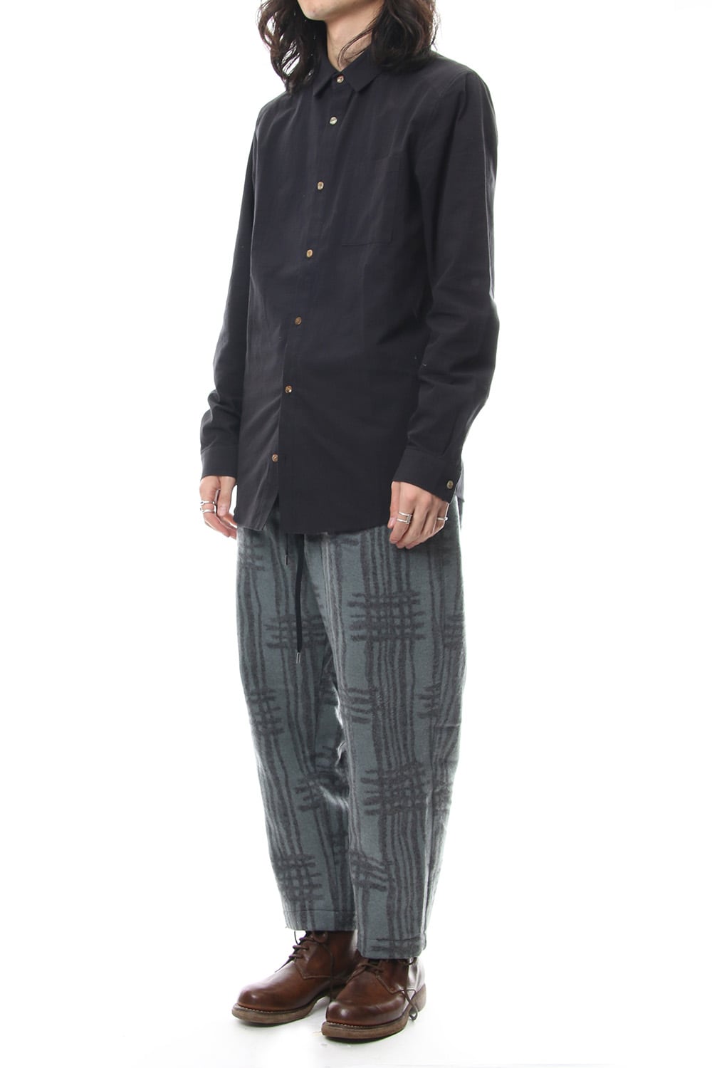 Pants PA89 Grid Pattern Jaquard Wool Beaver Finished