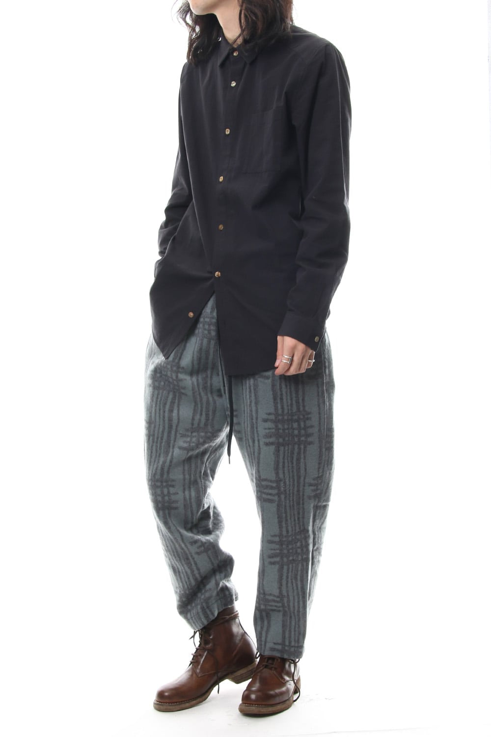 Pants PA89 Grid Pattern Jaquard Wool Beaver Finished