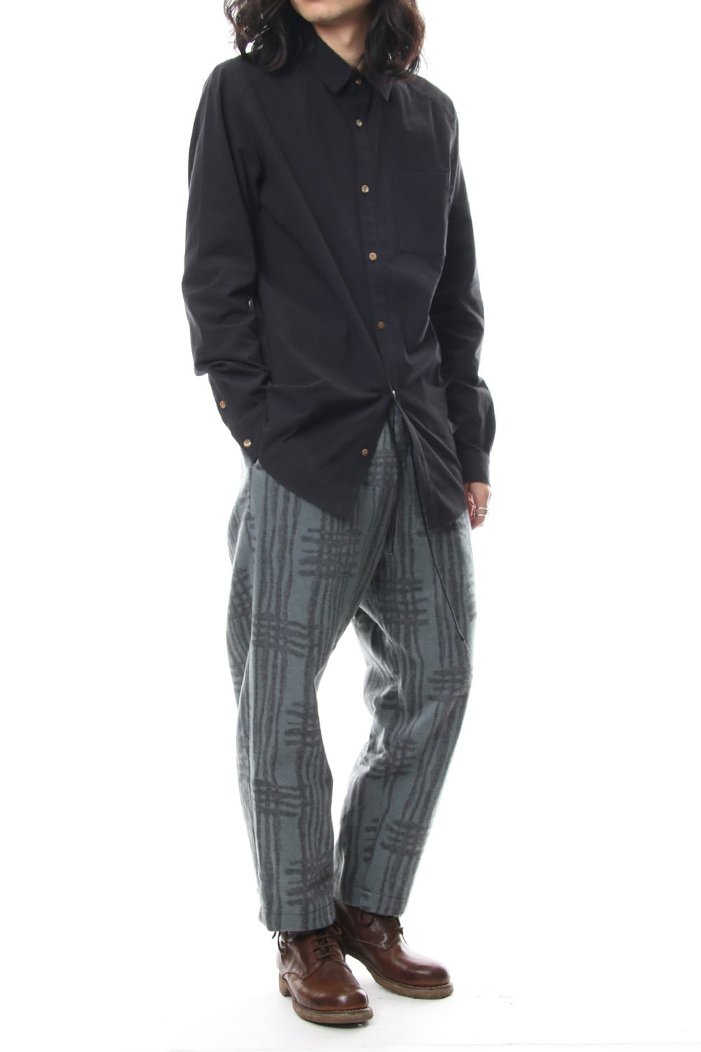 Pants PA89 Grid Pattern Jaquard Wool Beaver Finished
