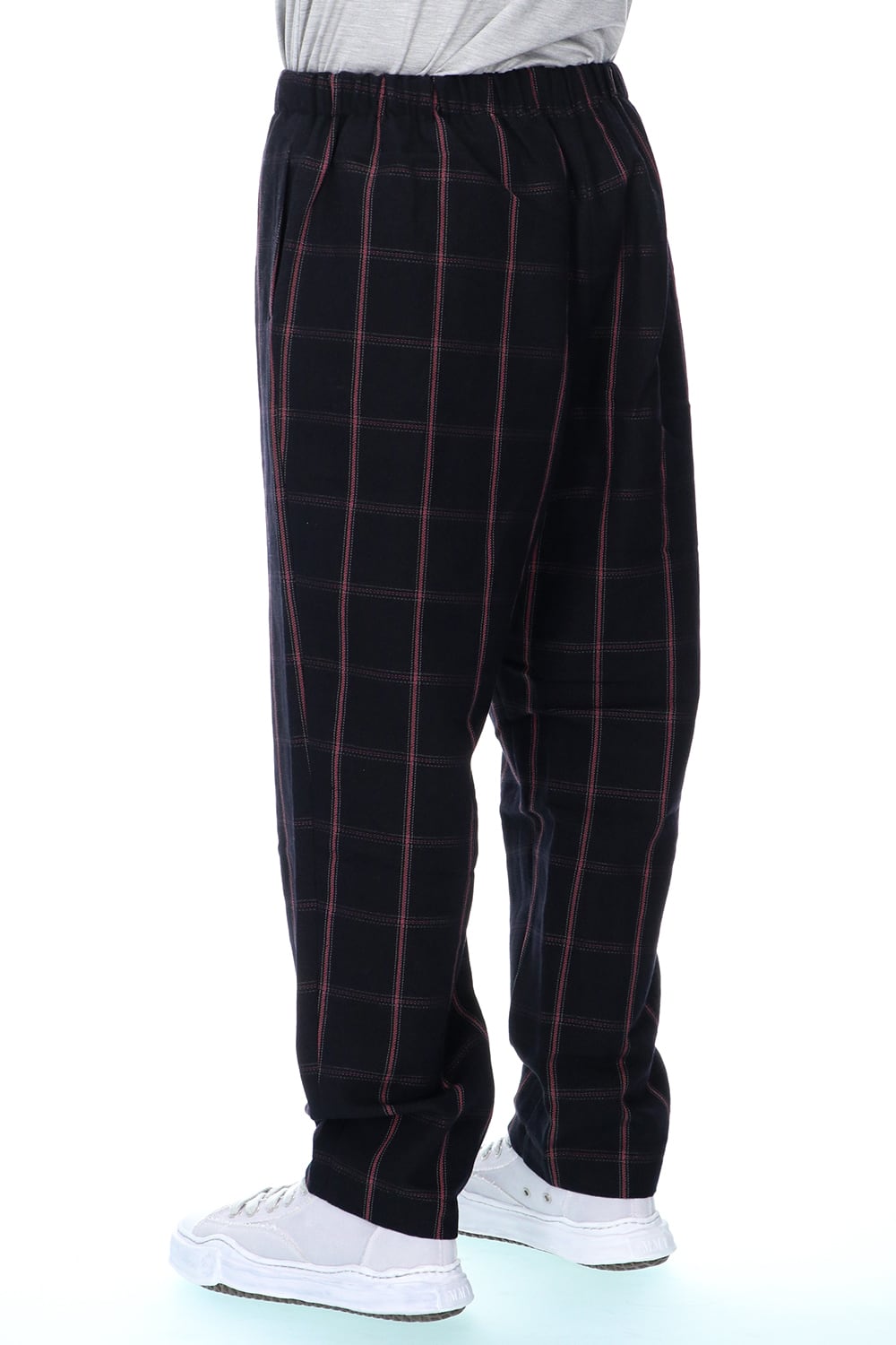 ドローストリング チェック ワイドパンツ