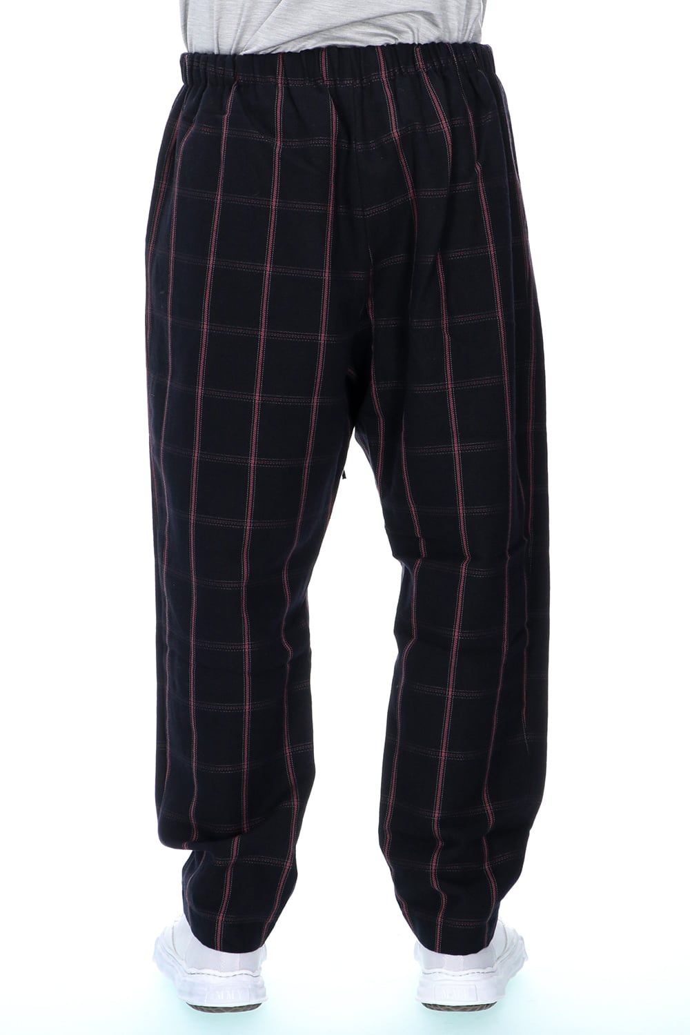 ドローストリング チェック ワイドパンツ