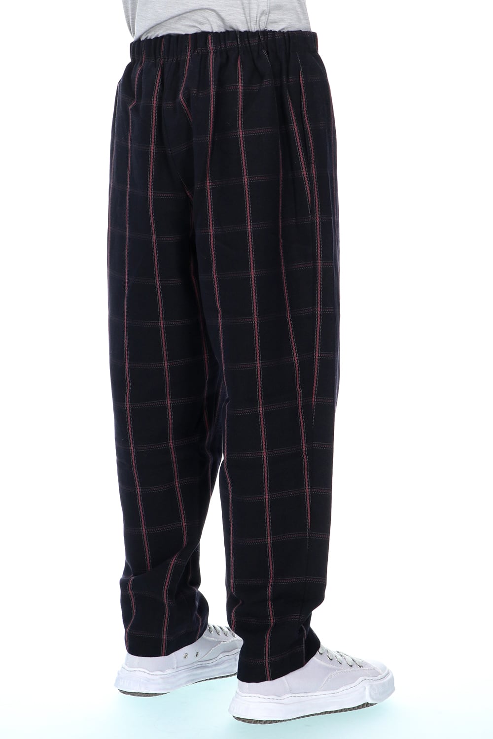 ドローストリング チェック ワイドパンツ