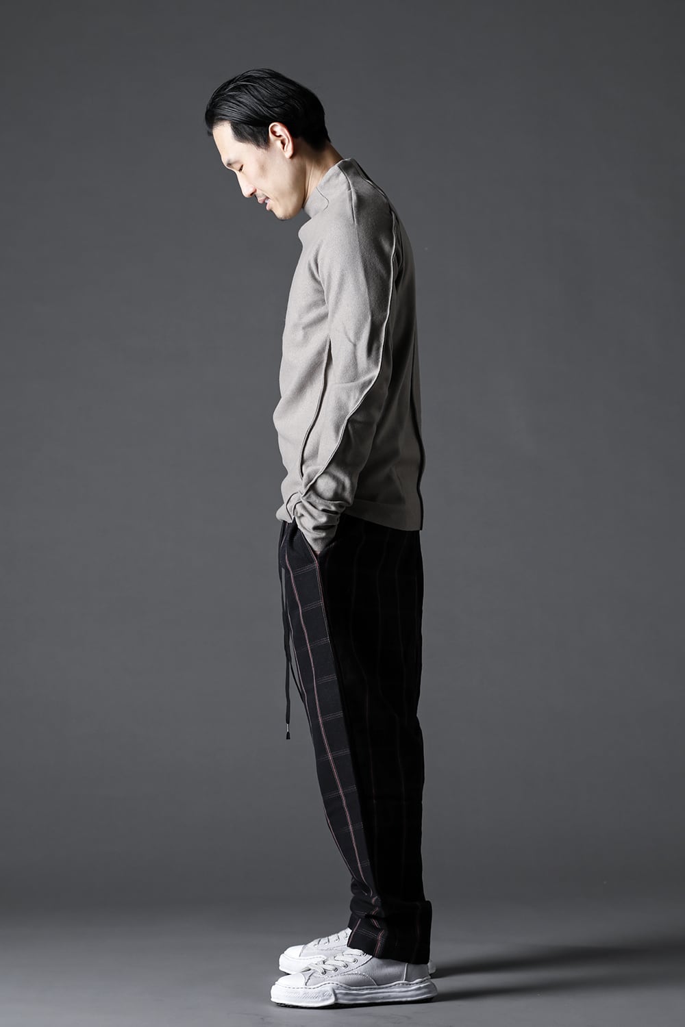 ドローストリング チェック ワイドパンツ