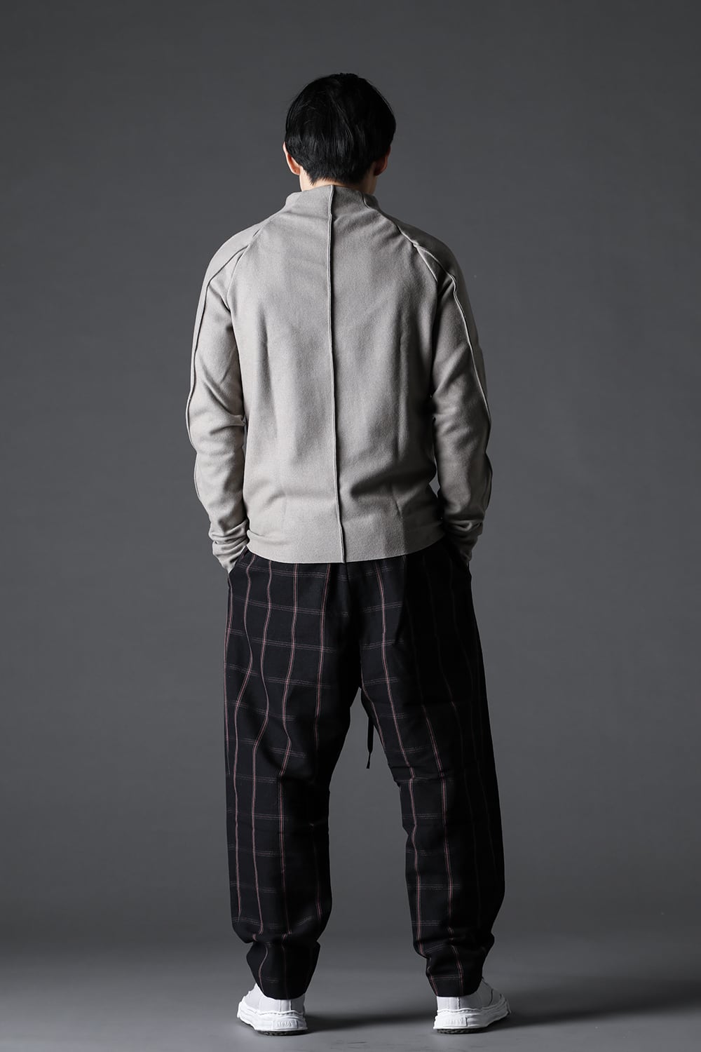 ドローストリング チェック ワイドパンツ