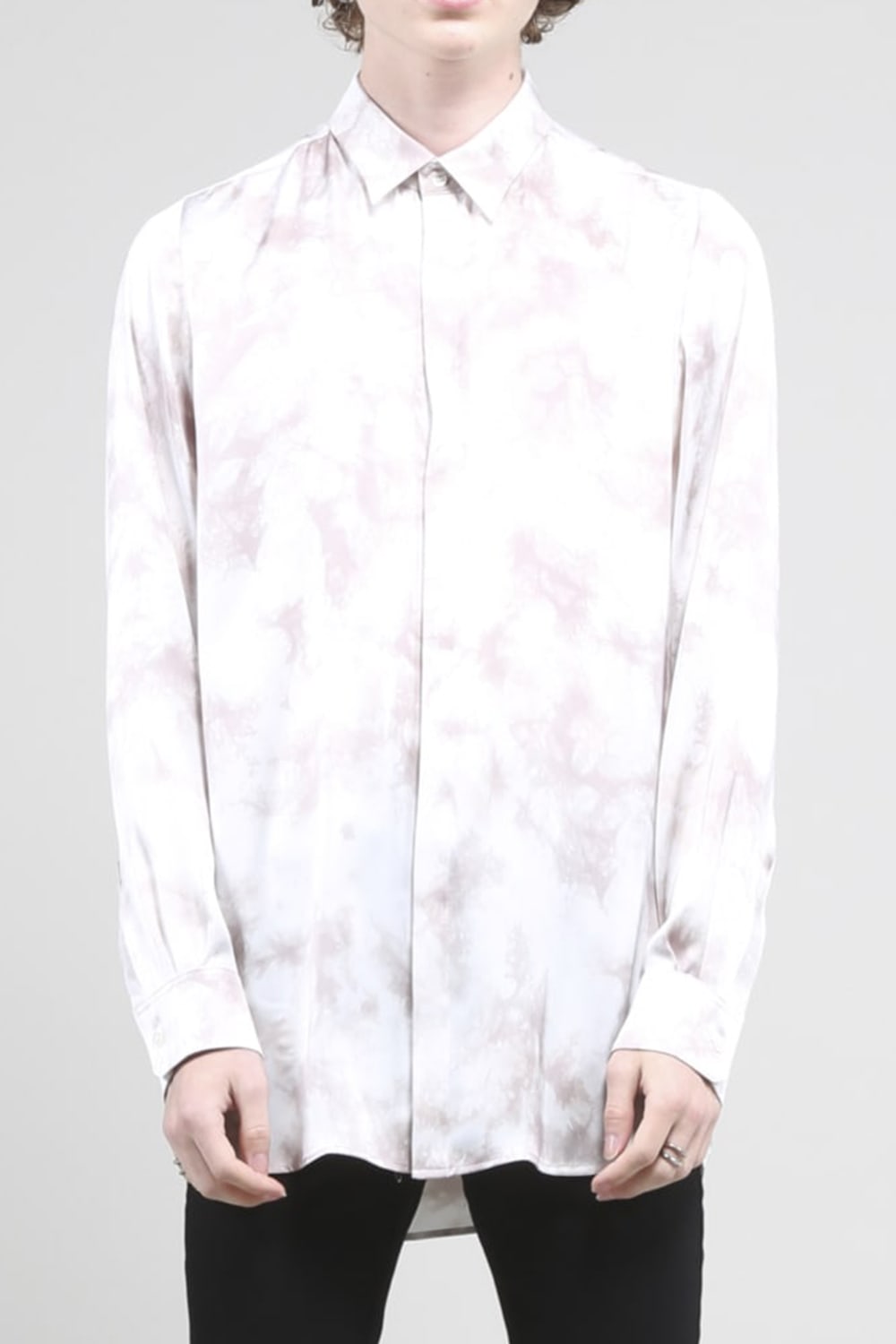 サテンマーブルプリントシャツ ビスクマーブル