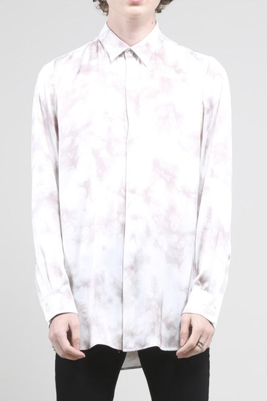 サテンマーブルプリントシャツ ビスクマーブル