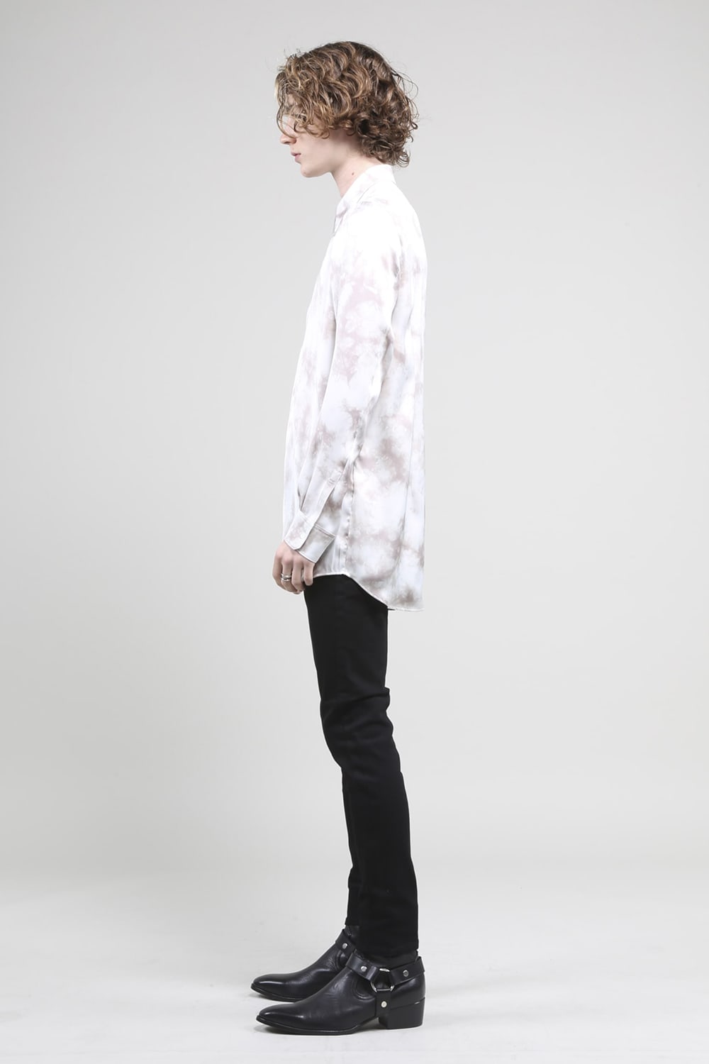 サテンマーブルプリントシャツ ビスクマーブル