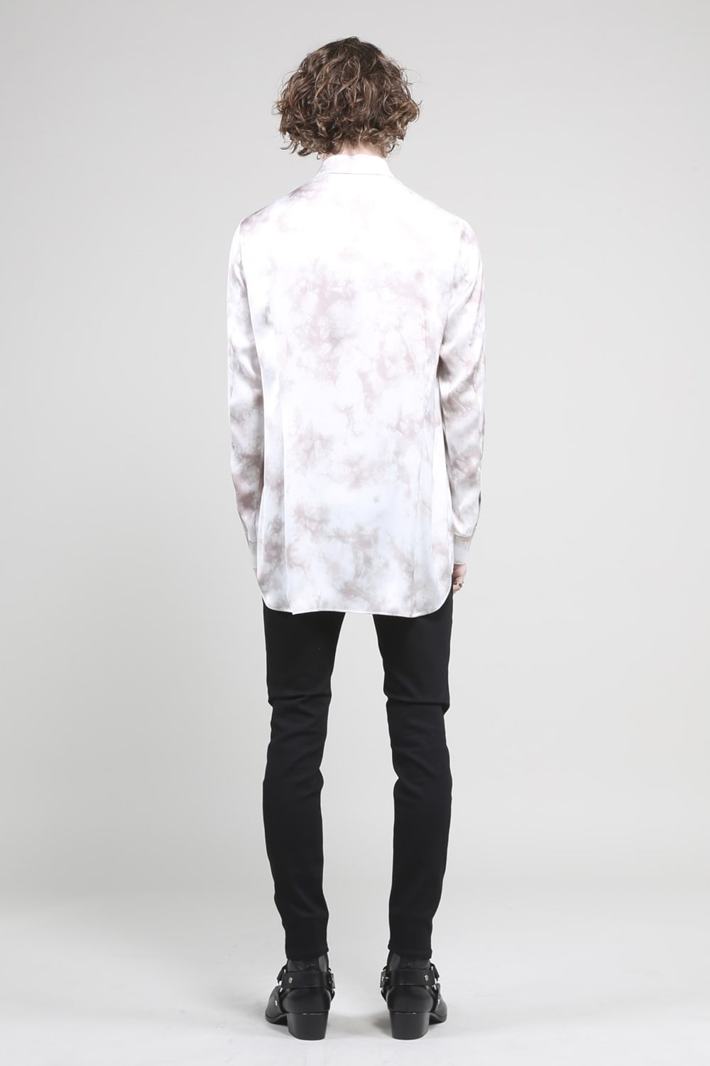 サテンマーブルプリントシャツ ビスクマーブル