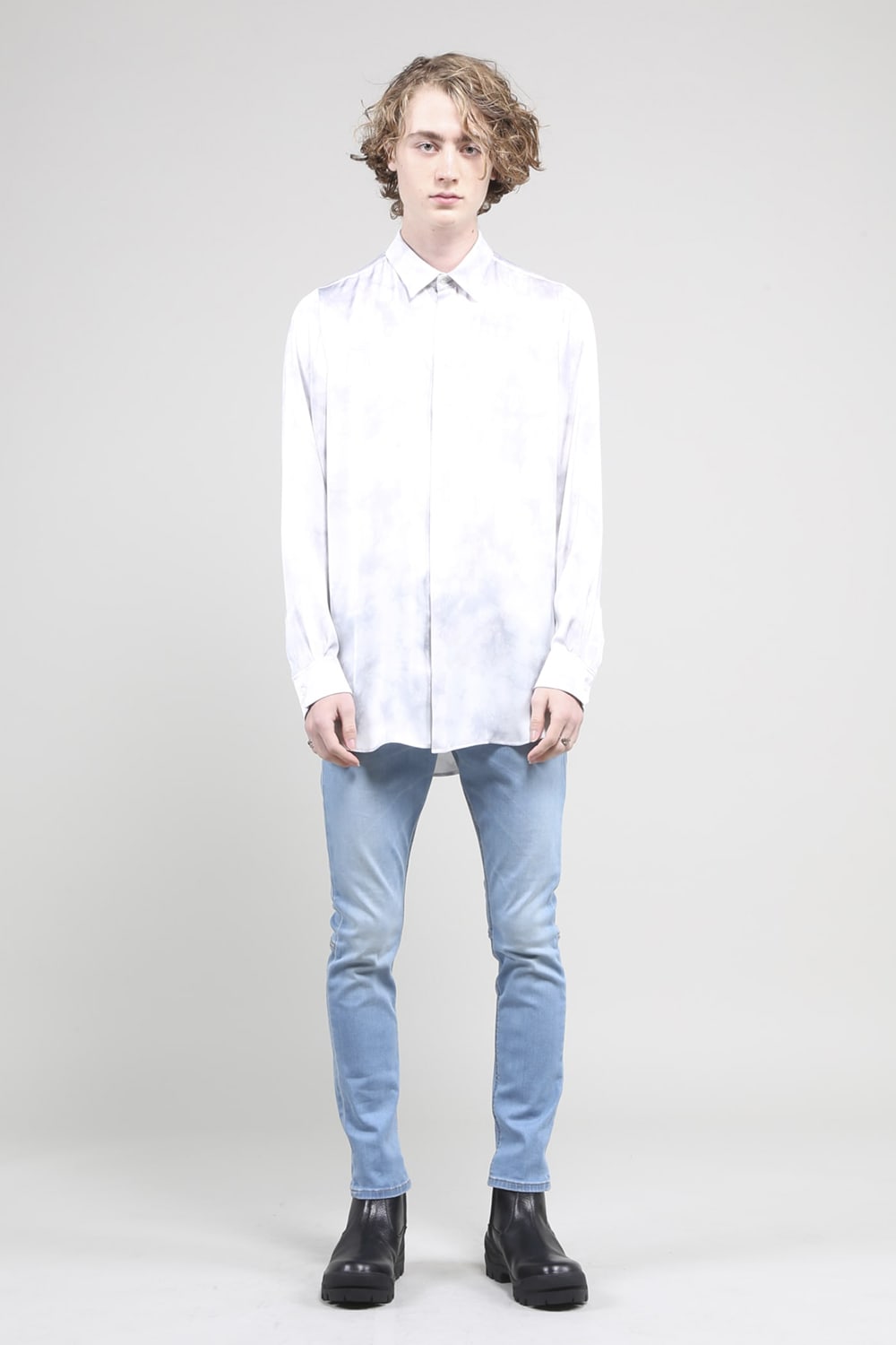 サテンマーブルプリントシャツ ザックスマーブル