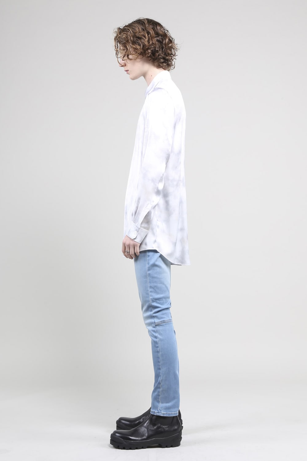 サテンマーブルプリントシャツ ザックスマーブル