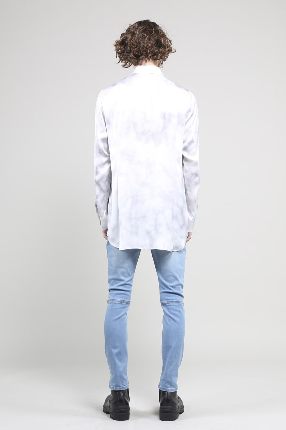 サテンマーブルプリントシャツ ザックスマーブル