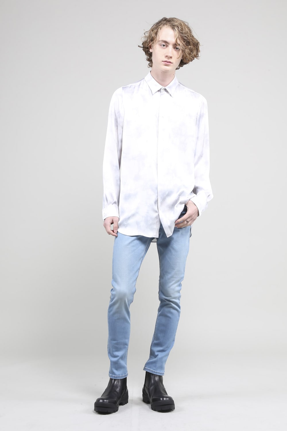 サテンマーブルプリントシャツ ザックスマーブル