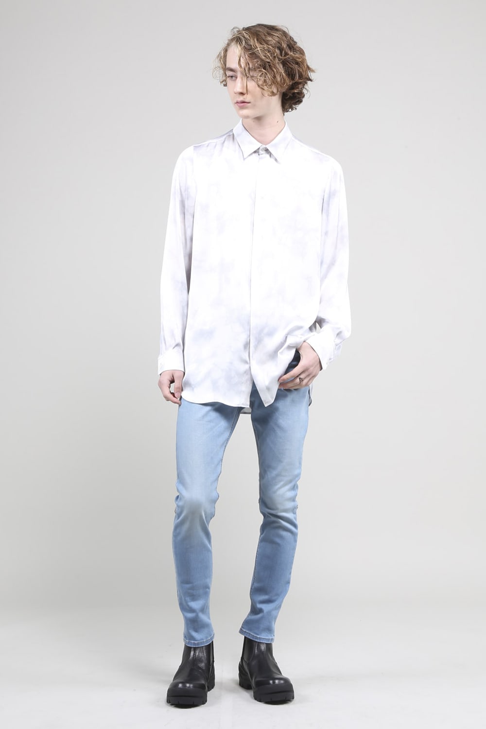 サテンマーブルプリントシャツ ザックスマーブル