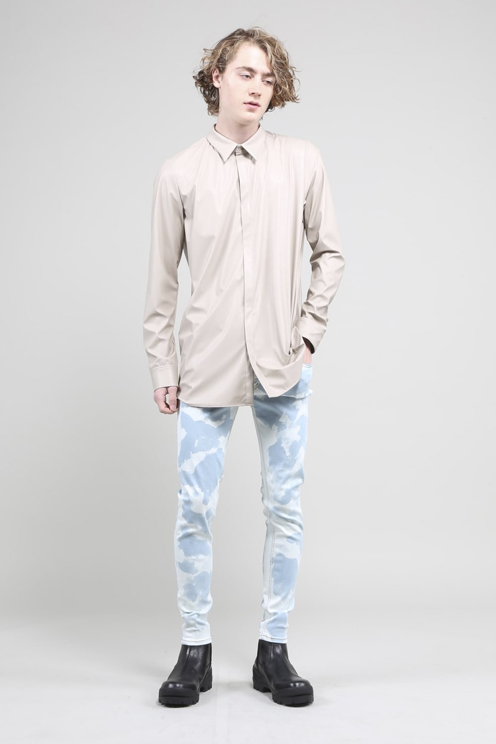 Fake Leather Shirt Bisque