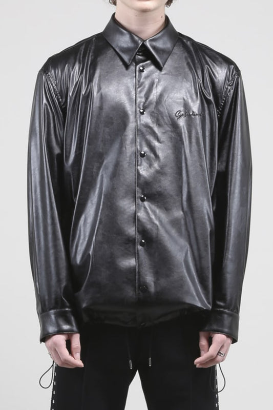 Fake Leather Coach Jacket Black