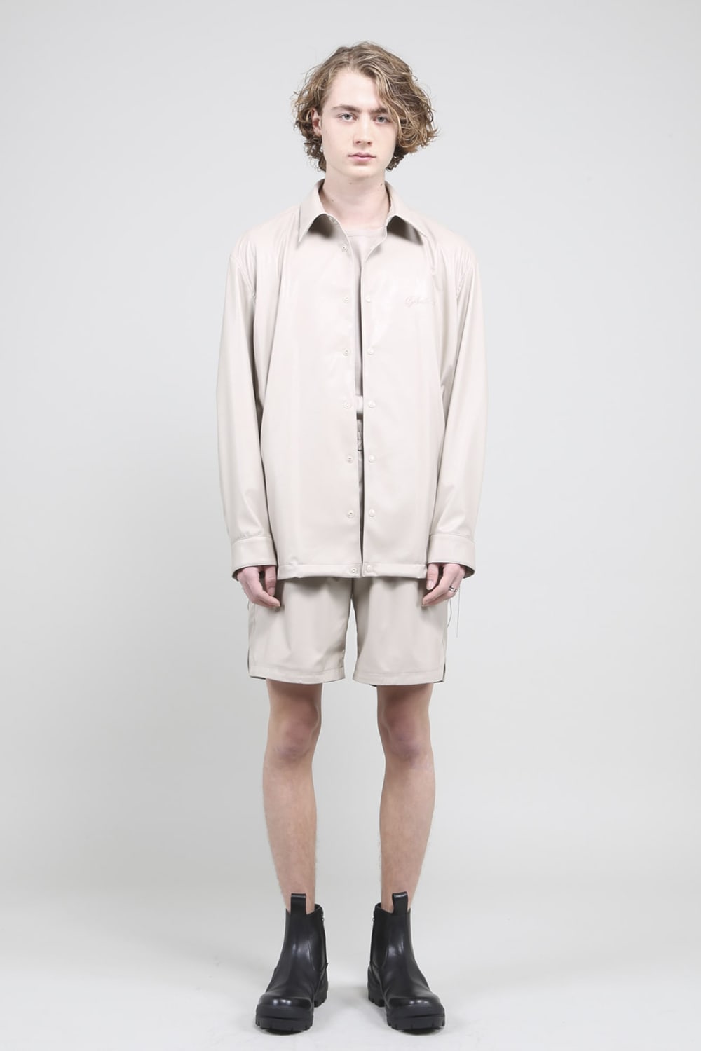 Fake Leather Coach Jacket Bisque