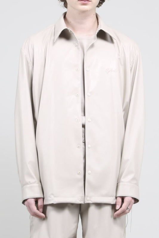 Fake Leather Coach Jacket Bisque