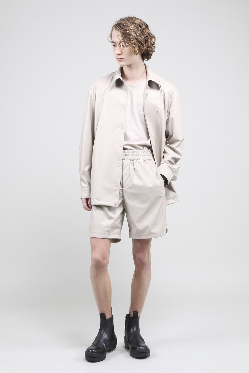 Fake Leather Coach Jacket Bisque