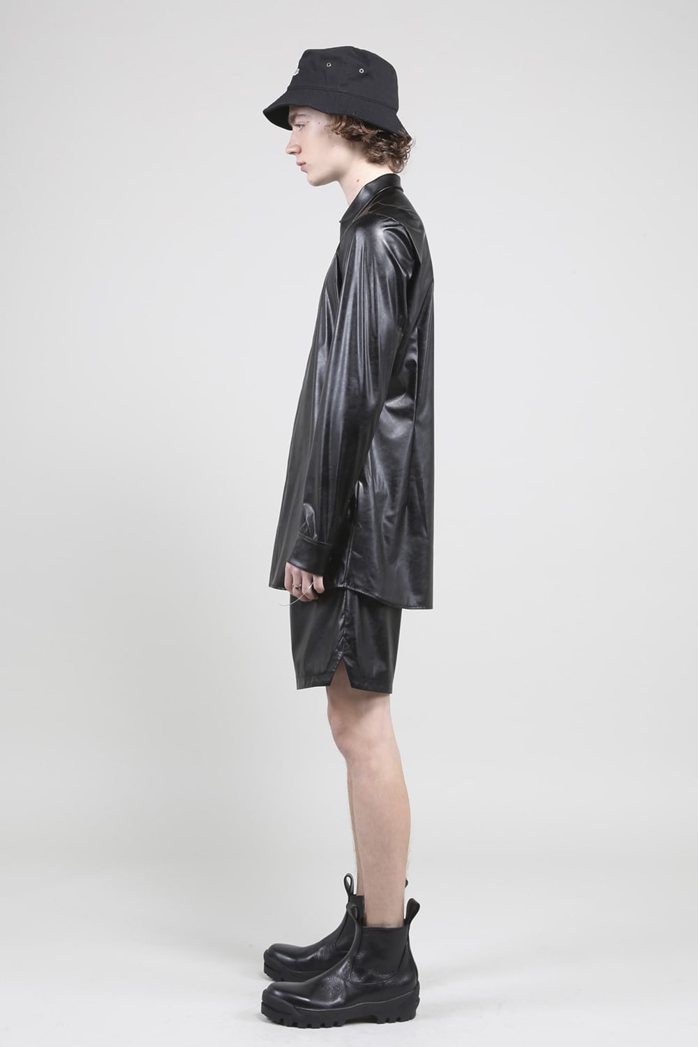 Fake Leather Basket Shorts Black